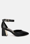 London Rag Myla Faux Leather Metallic Accent Heeled Sandals In Black