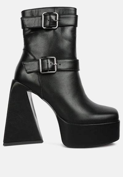 London Rag Hot Cocoa High Platform Heel Ankle Boot In Black