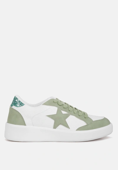 London Rag Perry Glitter Detail Star Sneakers In Green