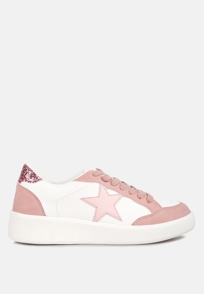 London Rag Perry Glitter Detail Star Sneakers In Pink