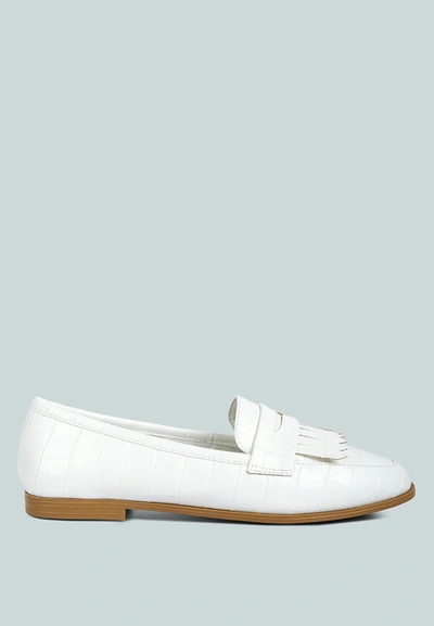 London Rag Zaara Solid Faux Suede Loafers In White