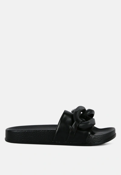 London Rag Riverside Lounge Slides In Black