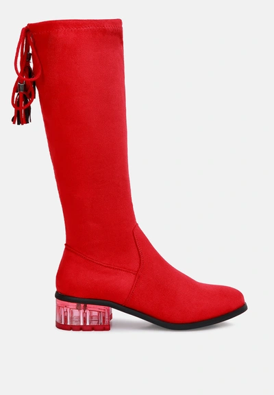 London Rag Francesca Tassels Detail Short Heel Calf Boot In Red