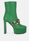 London Rag Bambini High Platform Ankle Boots In Green