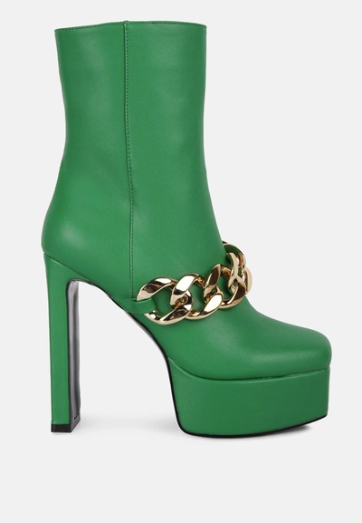 London Rag Bambini High Platform Ankle Boots In Green