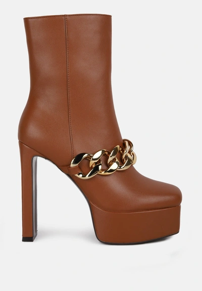 London Rag Bambini High Platform Ankle Boots In Tan