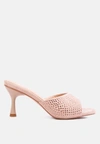 London Rag Imprint Diamante Stud Slip On Sandals In Multi