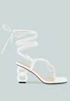 London Rag Provoked Lace Up Block Heeled Sandal In White