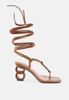 London Rag Cassino Thong Lace Up Chain Heel Sandal In Brown