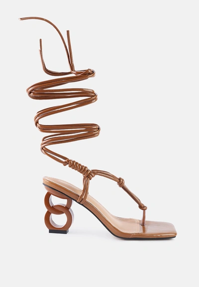 London Rag Cassino Thong Lace Up Chain Heel Sandal In Multi