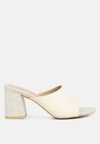London Rag Addie Block Heel Slip On Sandals In White