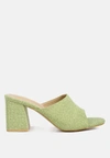 London Rag Muse Me Block Heel Slip On Thong Sandals In Green