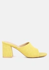 London Rag Addie Block Heel Slip On Sandals In Yellow