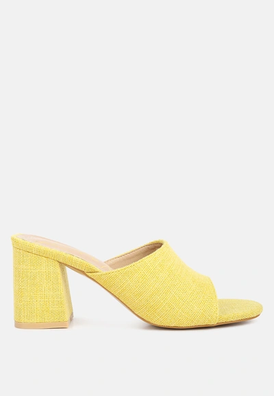 London Rag Addie Block Heel Slip On Sandals In Yellow