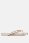 London Rag Golightly Diamante Stud Detail Thong Flats In Nude