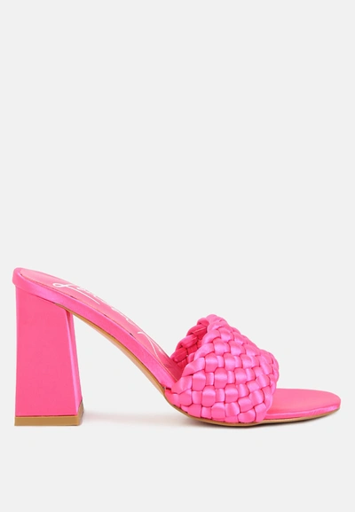 London Rag Lust Look Braided Satin Block Sandals In Pink