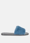 London Rag Geese Faux Fur Diamante Detail Jelly Flats In Grey