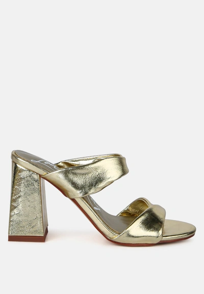 London Rag Hot Mess High Heeled Block Sandal In Gold