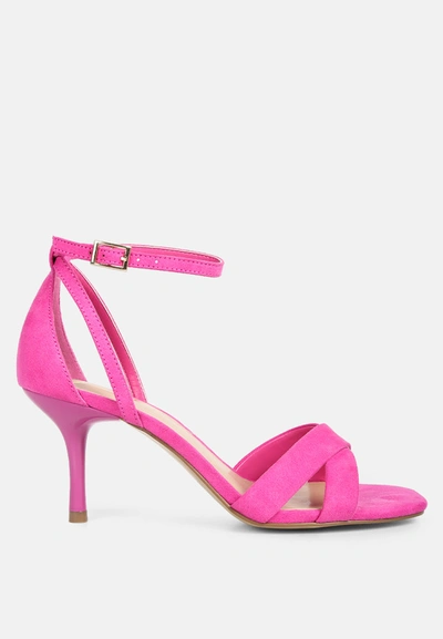 London Rag Oraiku Cross Strap Pin Buckle Sandals In Pink