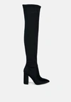 London Rag High Block Heeled Long Boot In Black