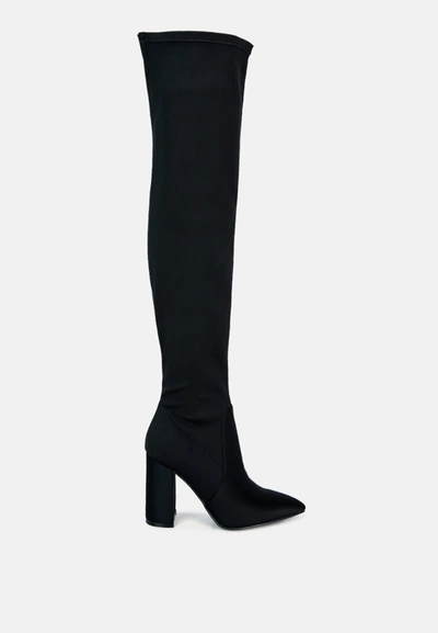 London Rag High Block Heeled Long Boot In Black