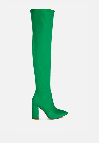 London Rag High Block Heeled Long Boot In Green