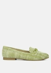 London Rag Abeera Chain Embellished Loafers In Green
