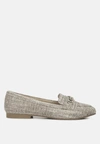 London Rag Abeera Chain Embellished Loafers In Silver