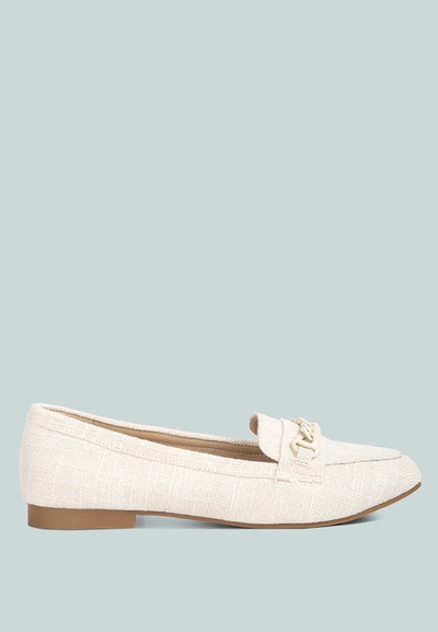 London Rag Abeera Chain Embellished Loafers In White