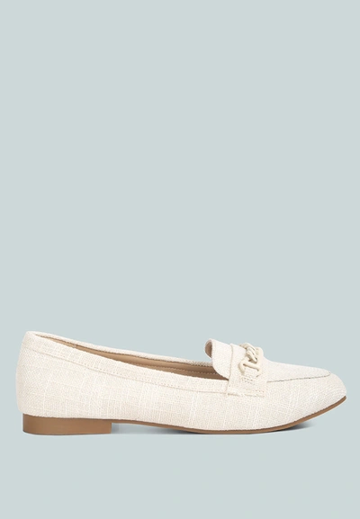 London Rag Abeera Chain Embellished Loafers In Off White