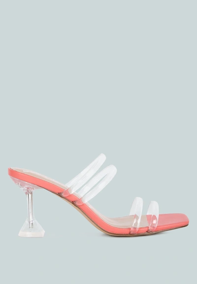 London Rag Nightfall Clear Spool Heeled Sandal In Pink