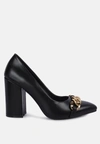 London Rag Majesty Block Heel Pumps In Black