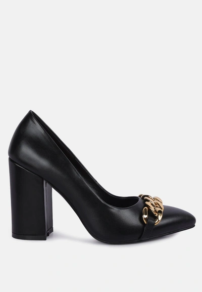 London Rag Majesty Block Heel Pumps In Black