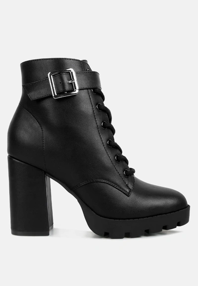 London Rag Grahams Faux Leather Lace Up Boots In Black