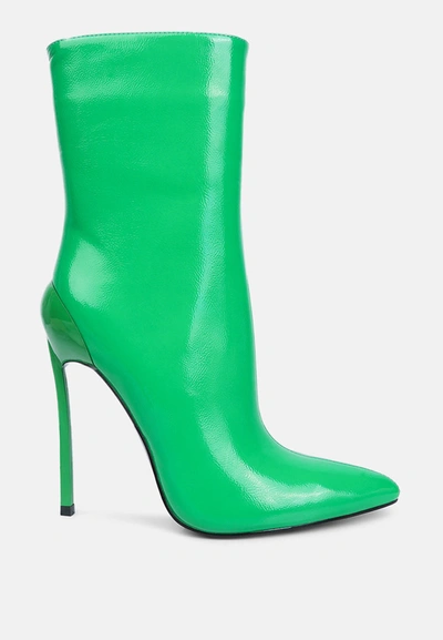 London Rag Mercury Patent High Heeled Ankle Boot In Green