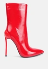 London Rag Mercury Patent High Heeled Ankle Boot In Red