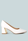 London Rag Zaila Metallic Accent Block Heel Pumps In White
