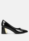 London Rag Zaila Metallic Accent Block Heel Pumps In Black