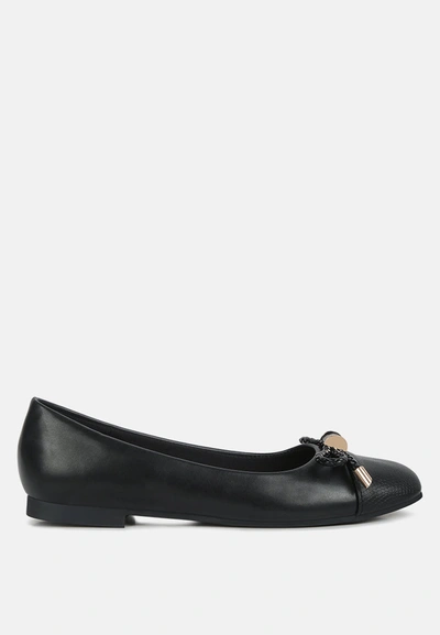 London Rag Suzzy Bow Embellished Flat Ballerinas In Black