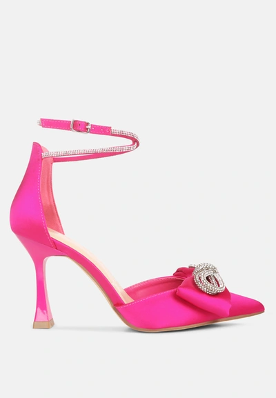 London Rag Shoeverse Embellished Bow Stiletto Heel Sandals In Pink