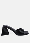 London Rag Trinity Triangle Block Heeled Croc Sandals In Black