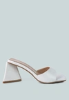 London Rag Trinity Triangle Block Heeled Croc Sandals In White