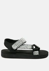London Rag Floater Sandals In Black In Black