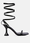 London Rag Lewk Strappy Tie Up Spool Heel Sandals In Black