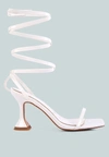 London Rag Lewk Strappy Tie Up Spool Heel Sandals In White