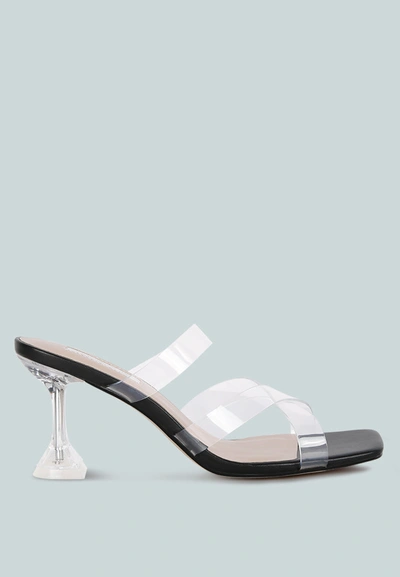 London Rag Star Ivy Clear Spool Heeled Sandal In Black