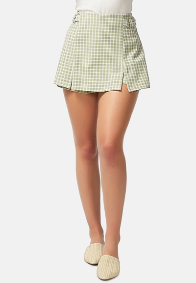 London Rag Chequered Skort With Buckles In Green