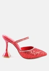 London Rag Iris Glitter Spool Heel Sandal In Red