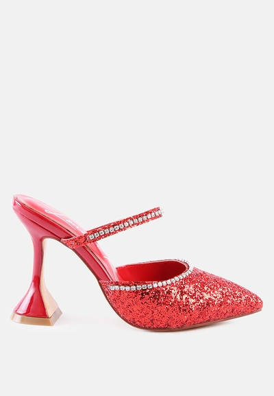 London Rag Iris Glitter Spool Heel Sandal In Red