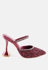 London Rag Iris Glitter Spool Heel Sandals In Pink